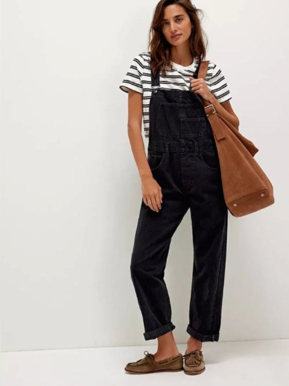 We The Free Ziggy Denim Overalls Straight Leg Black Size Small